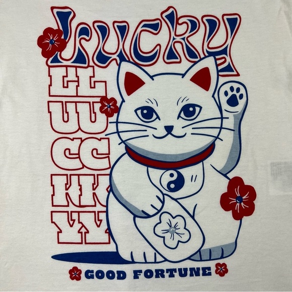 Cotton On Kids Poppy Short Sleeve Lucky Cat Graphic Tee - Size 5 - Picture 4 of 5